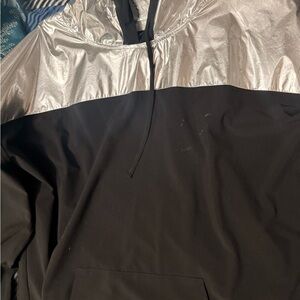 Black Pullover Hoodie with Silver Metallic Yoke Victoria sport.